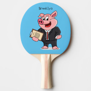 Raquete De Ping Pong Porco engraçado em desenhos animados