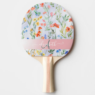 Raquete De Ping Pong Prado de Flores Silvestres Coloridas da Primavera