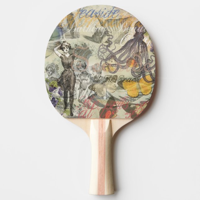 Raquete De Ping Pong Praia de polvo Antiga Costa Steampunk (Frente)