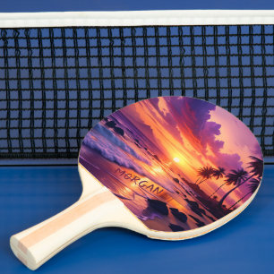 Raquete De Ping Pong Praia Tropical Sunset Personalizada - Costa Sonhad