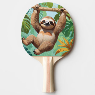 Raquete De Ping Pong Preguiça em uma árvore