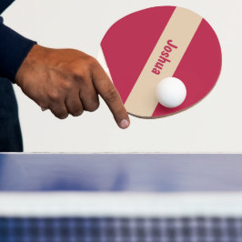 Raquete De Ping Pong Preppy Chic Tan e Magenta Personalizado Name