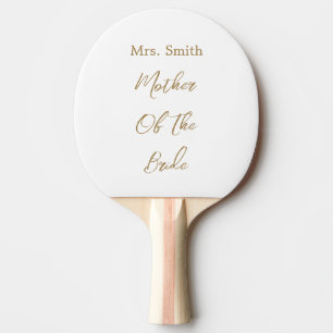 Raquete De Ping Pong Presente para a Mãe da Noiva em Dourado e Branco