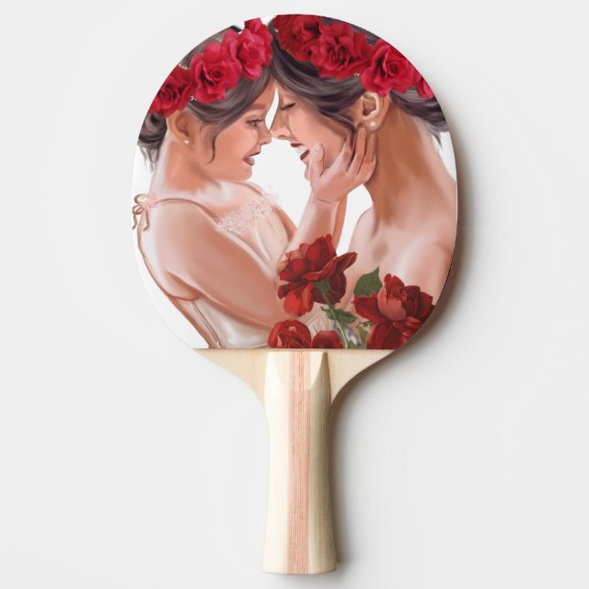 Raquete De Ping Pong Presente Personalizado Floral Comovente (Frente)