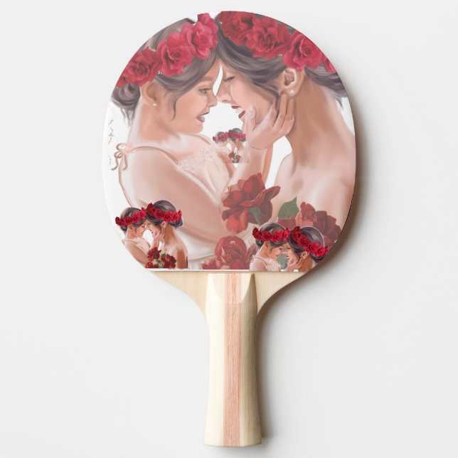 Raquete De Ping Pong Presente Personalizado Floral Comovente (Frente)