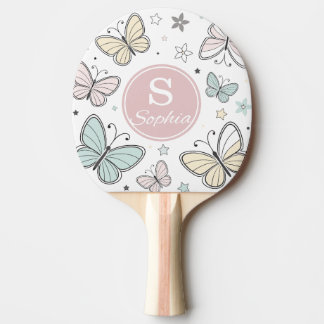 Raquete De Ping Pong Presente Personalizado Monograma Borboleta Meninas