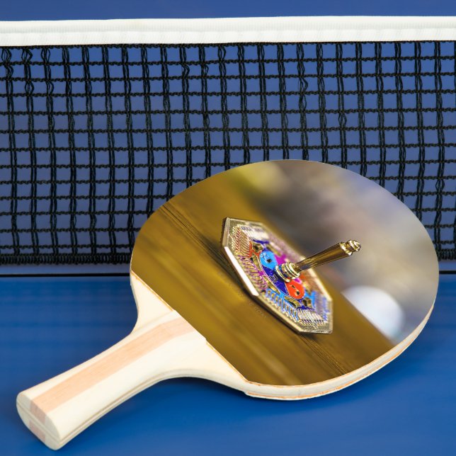 Raquete De Ping Pong Presente SlipperyJoe Hanukkah dreidel base octogon (Insitu)