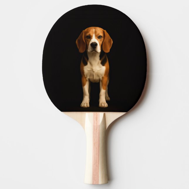 Raquete de ping pong preta 4 Luxe, Beagle Gentil (Frente)
