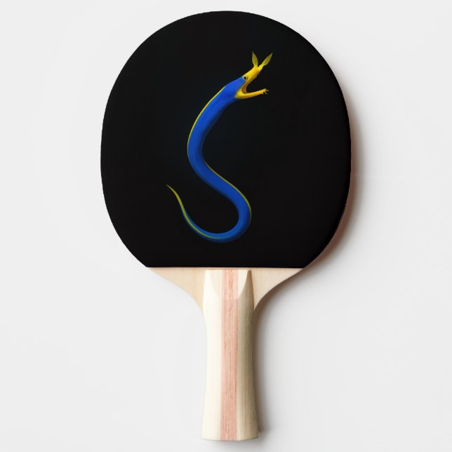 Raquete de ping pong preta 4 Luxe, enguia Blue Rib (Frente)