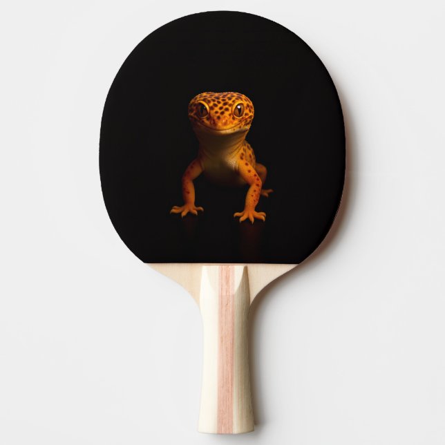 Raquete de ping pong preta 4 Luxe, Gecko Leopardo (Frente)