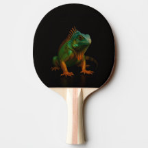 Raquete de ping pong preta 4 Luxe, Iguana Verde