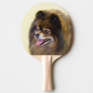 Raquete De Ping Pong Preto e Tan de Pomeranian que pintam a arte