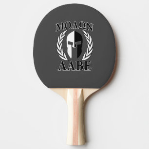 Raquete De Ping Pong Preto espartano dos louros do capacete de Molon