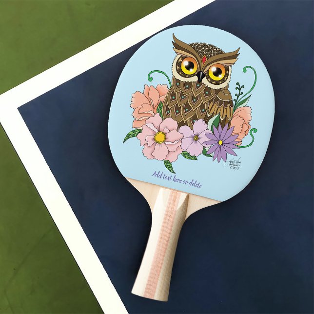 Raquete De Ping Pong Primavera Pastel Flowers Owl (Criador carregado)