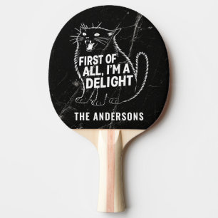 Raquete De Ping Pong Primeiro De Tudo Sou Um Delight Gato Preto Rugindo