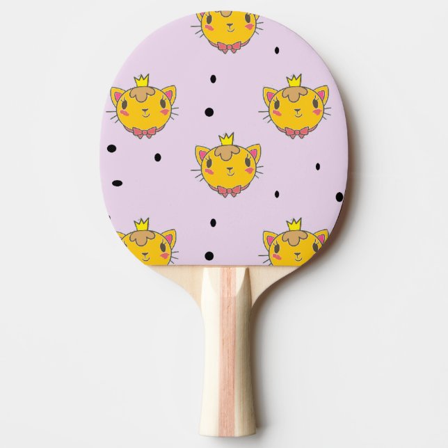 Raquete De Ping Pong Princesa gatinha em roxo (Frente)
