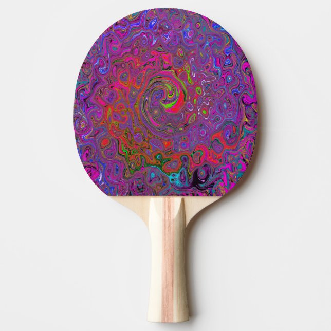 Raquete De Ping Pong Psicodélico Groovy Magenta Retro Líquido (Frente)