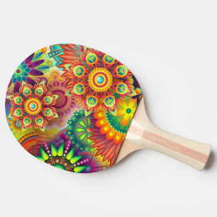 Raquete De Ping Pong Psicodélico Padrão Floral