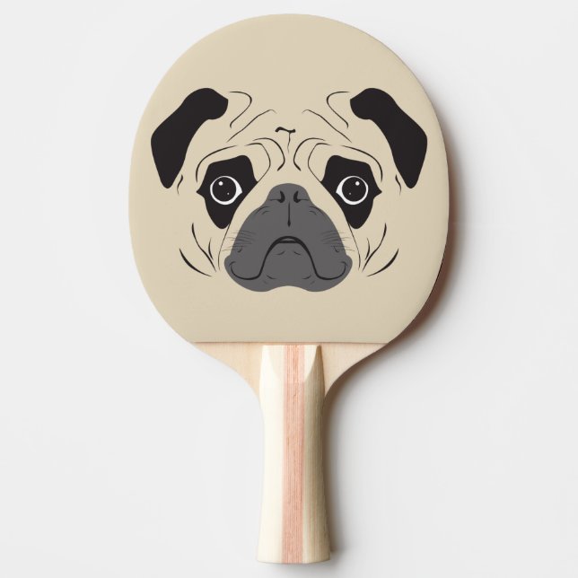 Raquete De Ping Pong Pug Face Silhout (Frente)