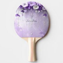 Purple Flowers Ping Pong Paddle