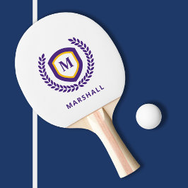 Raquete De Ping Pong Púrpura e Dourado Segmento do logotipo do Monogram