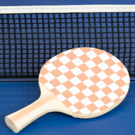 Raquete De Ping Pong Quadrados xadrez laranja pêssego branco geométrico