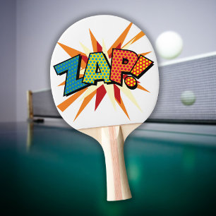Raquete De Ping Pong Quadrinho ZAP Tipográfico Colorido Moderno