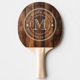 Raquete De Ping Pong Quadros de Manchas de Brilho Monograma de Casament
