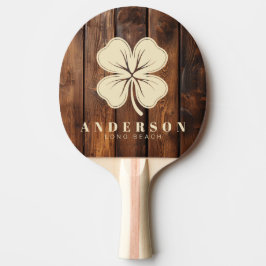 Raquete De Ping Pong Quadros de Manchas de Brilho Trevo de Quatro Folha