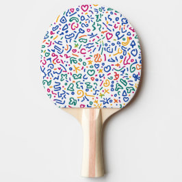 Raquete De Ping Pong Rabisco divertido formas vibrantes coloridas