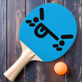 Raquete De Ping Pong Raboquete Azul Cara de Raiva Maliciosa