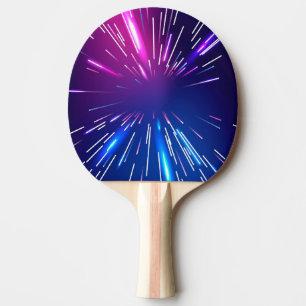 Raquete De Ping Pong Radiações luminosas vibrantes de cor azul-rosa