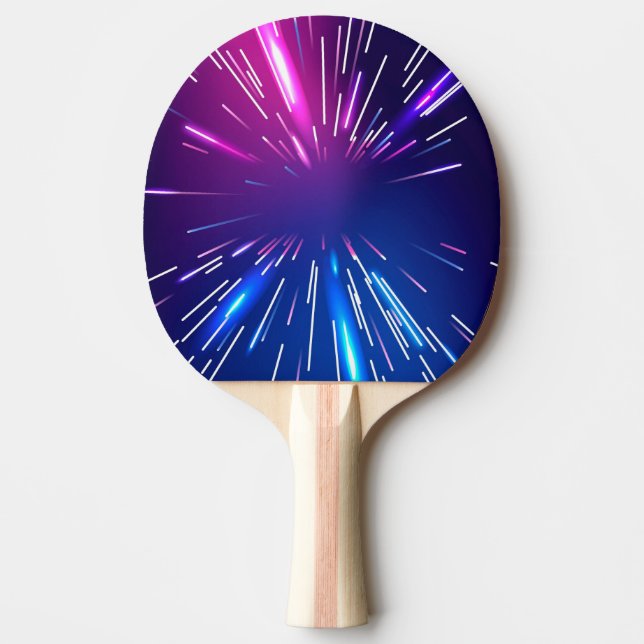 Raquete De Ping Pong Radiações luminosas vibrantes de cor azul-rosa (Frente)