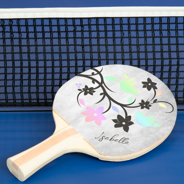 Raquete De Ping Pong Rainbow Pastel Lovebird Personalizado (Insitu)