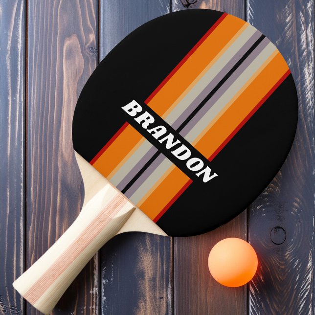 Raquete De Ping Pong Rali do Arco-Íris Retroativo com Nome (Criador carregado)