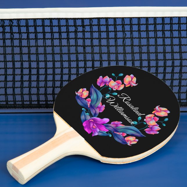 Raquete De Ping Pong Ramalhete de Orquídea Vibrante Personalize com Nom (Insitu)
