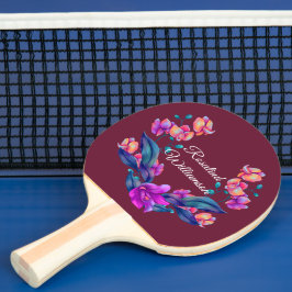 Raquete De Ping Pong Ramalhete de Orquídea Vibrante Personalize com Nom