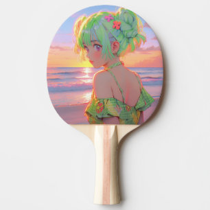 Raquete De Ping Pong Rapariga da Terra do Sol com Torneira de Cabelos d