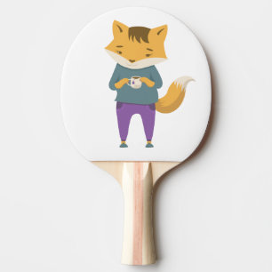 Raquete De Ping Pong Raposa-branca com xícara de chá