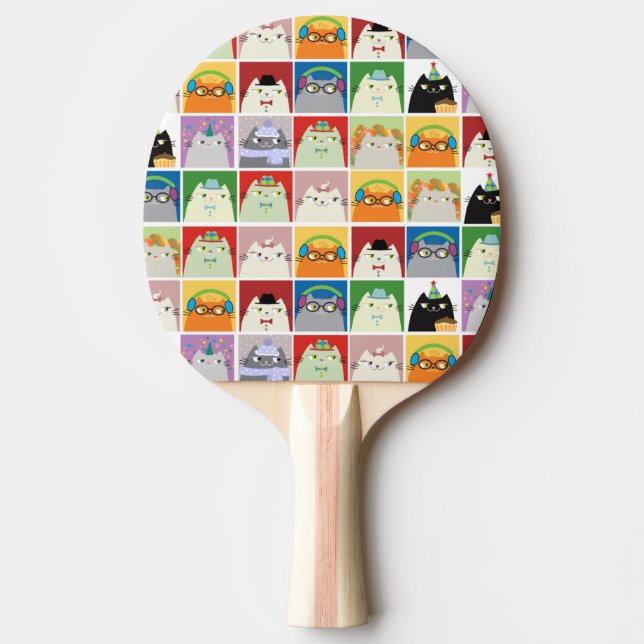 Raquete De Ping Pong Raque de Ping Pong de Gato Fofo Colagem Kawaii (Frente)