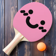 Raque de Ping Pong Rosa Claro com Carinha Sorriden