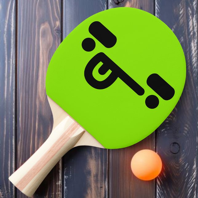 Raquete De Ping Pong Raque de Ping Pong Verde com Rosto Confuso Malicio (Criador carregado)