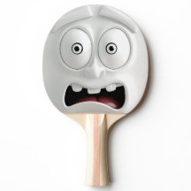 Ráquete de Ping Pong com Rosto Horrorizado Engraça