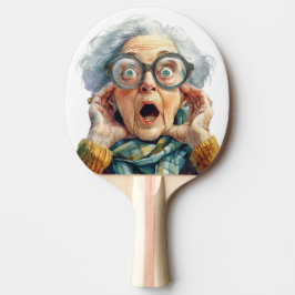 Raquete De Ping Pong Ráquete de Ping Pong com Rosto Surpreso de Idoso E