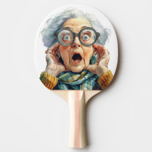 Raquete De Ping Pong Ráquete de Ping Pong com Rosto Surpreso de Idoso E