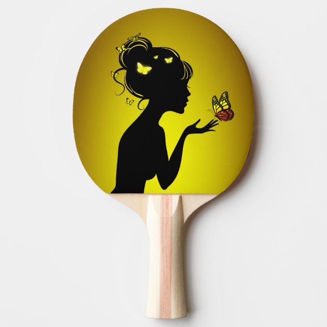Raquete De Ping Pong Raquette De Ping Pong La femme papillons jaunes (Frente)