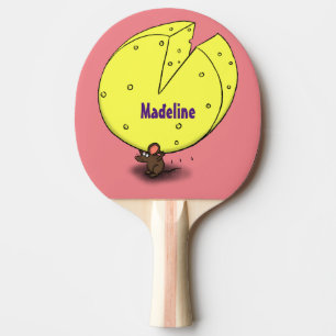 Raquete De Ping Pong Rato bonito com ilustração de desenho animado de q