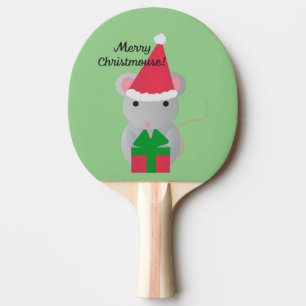 Raquete De Ping Pong Rato de Natal Gato e feliz