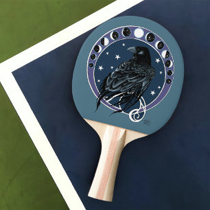 Raquete De Ping Pong Raven Moon Phases Stars Azul