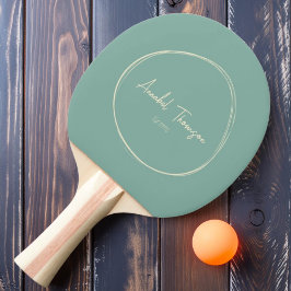 Raquete De Ping Pong Recife Aqua Moderno de Meados do Século com Nome